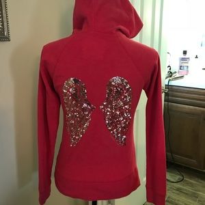 Red Victoria Secret Angel zip up hoodie
